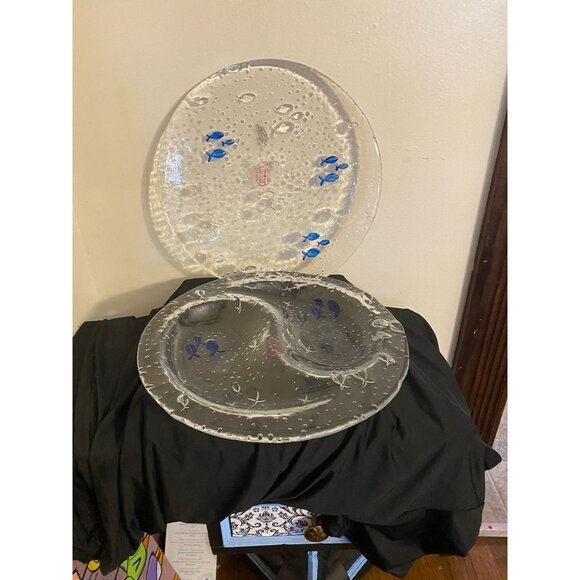 Original Vetro Glass Italian Art Glass "Fish" Serving Platters (Pair) | Empoli, - Picture 6 of 12